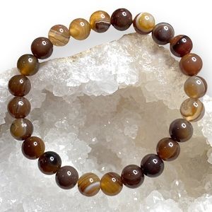 Coffee Lace Agate Stretch Bracelet